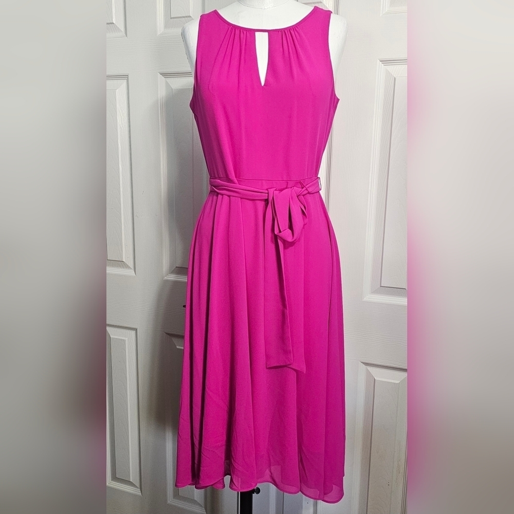 Jessica Howard Pink Sleeveless Tie-Waist Wrap Barbiecore Party Dress Sz 6P - Picture 2 of 7